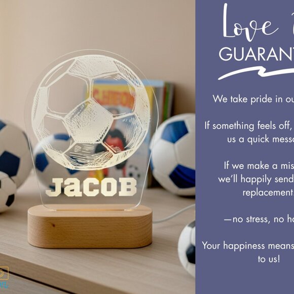 Soccer Night Light – Personalized LED Lamp for Boys & Players - Picture 6 of 8